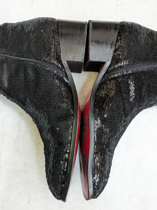 Christian Louboutin Side Zip Boots Black Sequins Men 12 45 - Picture 6 of 13